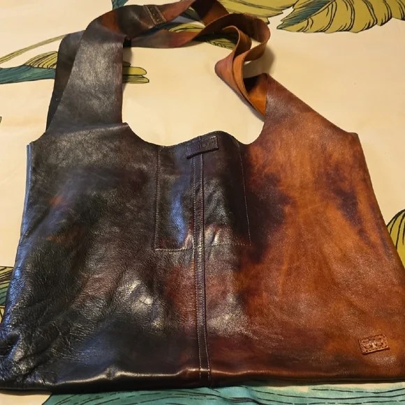 Bed Stu Black and Brown Shoulder Bag with Distressed Leather - Picture 5 of 5
